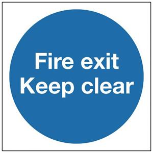 150x150mm Fire Exit Keep Clear - Rigid
